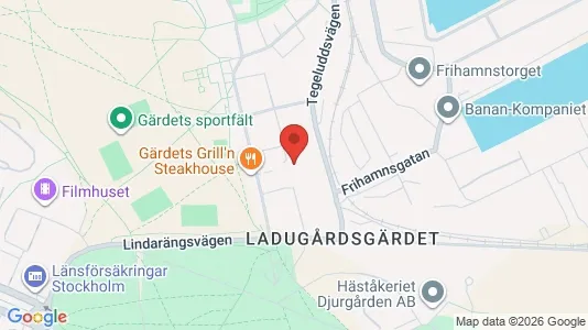 Kontorslokaler att hyra i Gärdet/Djurgården - kort over placeringen