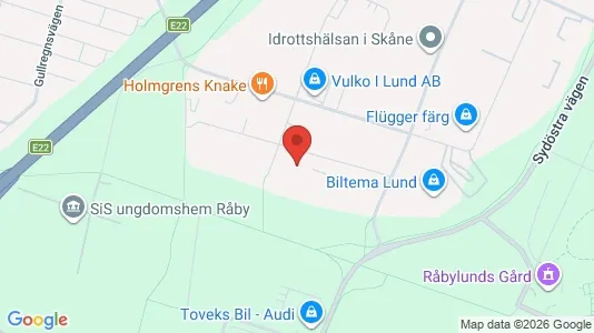Lagerlokaler att hyra i Lund - kort over placeringen