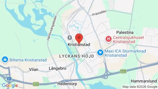 Lagerlokaler att hyra i Kristianstad - kort over placeringen