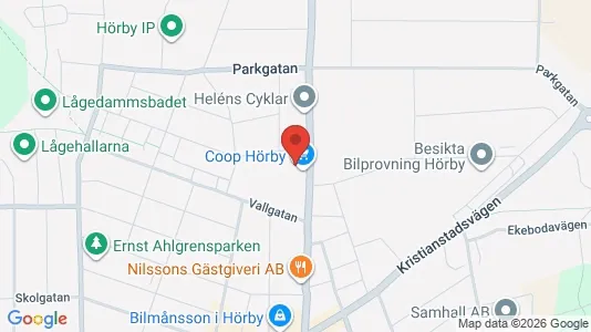 Lagerlokaler att hyra i Hörby - kort over placeringen