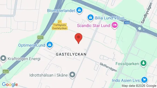 Kontorslokaler att hyra i Lund - kort over placeringen