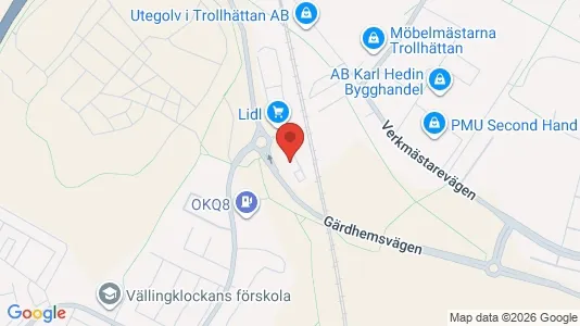 Lagerlokaler att hyra i Trollhättan - kort over placeringen