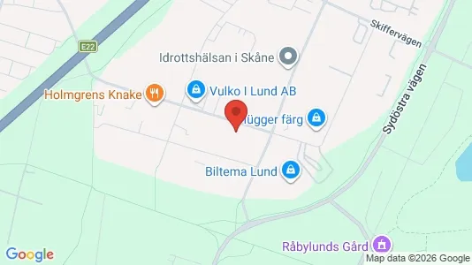 Lagerlokaler att hyra i Lund - kort over placeringen