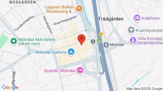 Lagerlokaler att hyra i Mölndal - kort over placeringen