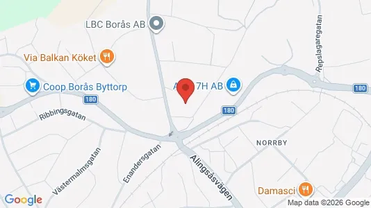 Lagerlokaler att hyra i Borås - kort over placeringen