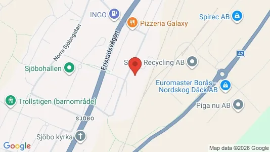 Industrilokaler att hyra i Borås - kort over placeringen