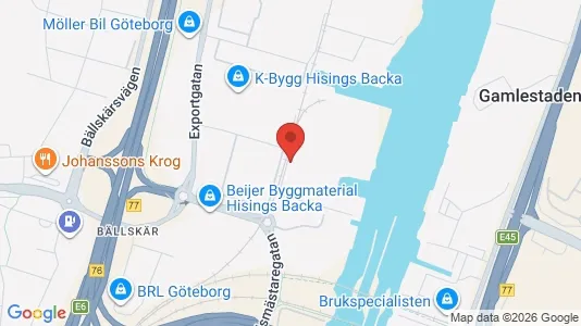 Industrilokaler att hyra i Göteborg Östra - kort over placeringen