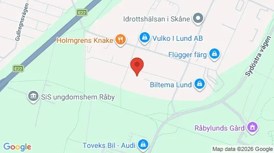Lagerlokaler att hyra i Lund - kort over placeringen