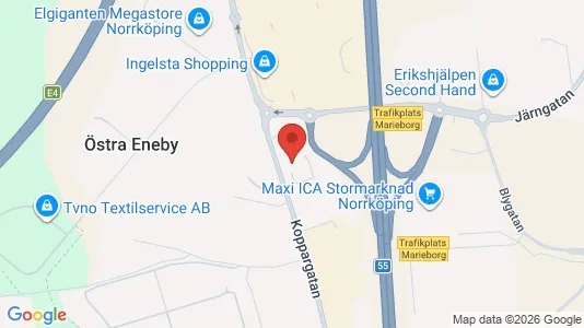 Industrilokaler att hyra i Norrköping - kort over placeringen
