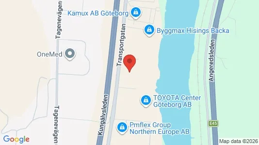 Industrilokaler att hyra i Göteborg Östra - kort over placeringen