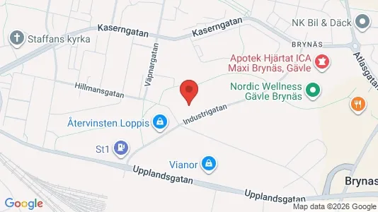 Lagerlokaler att hyra i Gävle - kort over placeringen