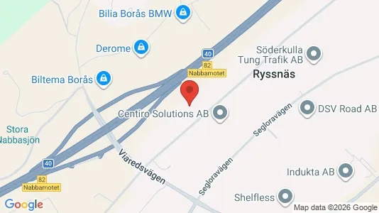 Lagerlokaler att hyra i Borås - kort over placeringen