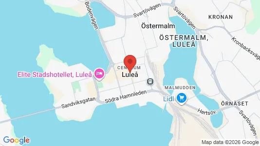 Butikslokaler att hyra i Luleå - kort over placeringen