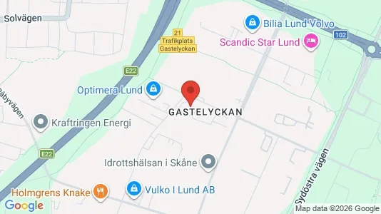 Industrilokaler att hyra i Lund - kort over placeringen