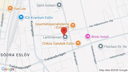 Industrilokaler att hyra i Eslöv - kort over placeringen