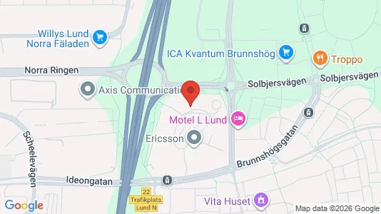Lagerlokaler att hyra i Lund - kort over placeringen