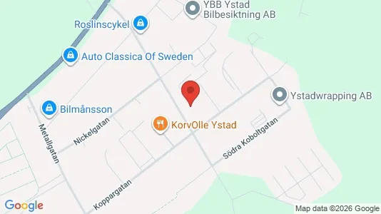 Lagerlokaler att hyra i Ystad - kort over placeringen