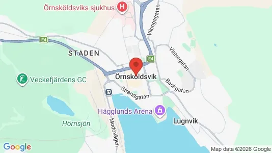 Butikslokaler att hyra i Örnsköldsvik - kort over placeringen