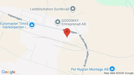 Lagerlokaler att hyra i Timrå - kort over placeringen