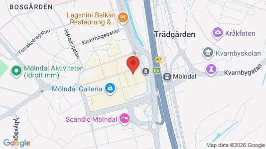 Lagerlokaler att hyra i Mölndal - kort over placeringen