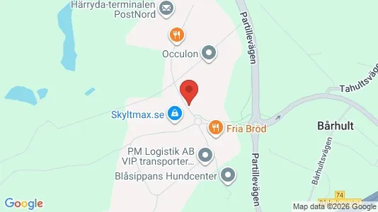 Lagerlokaler att hyra i Härryda - kort over placeringen