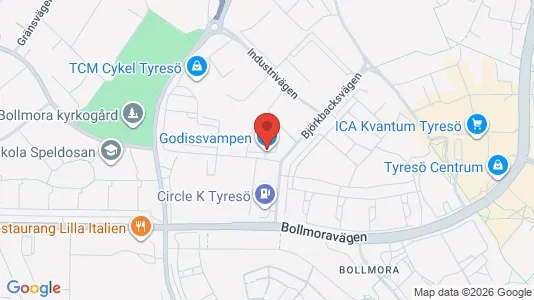 Lagerlokaler att hyra i Tyresö - kort over placeringen
