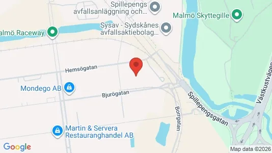 Lagerlokaler att hyra i Malmö Centrum - kort over placeringen