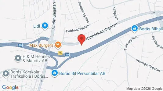 Lagerlokaler att hyra i Borås - kort over placeringen