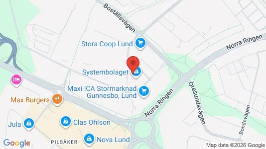 Kontorslokaler att hyra i Lund - kort over placeringen