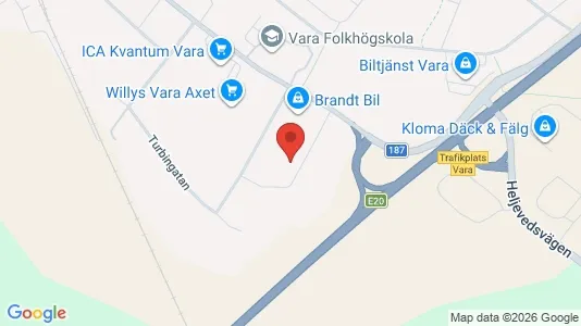 Lagerlokaler att hyra i Vara - kort over placeringen