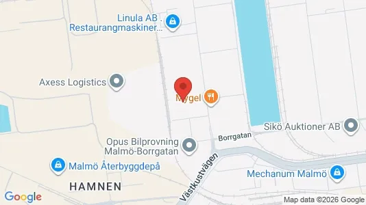 Lagerlokaler att hyra i Malmö Centrum - kort over placeringen
