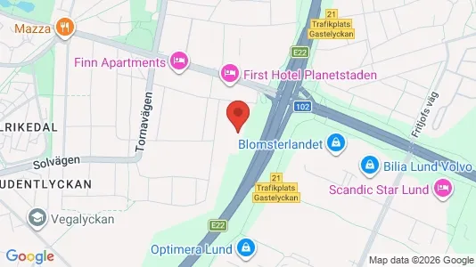 Lagerlokaler att hyra i Lund - kort over placeringen