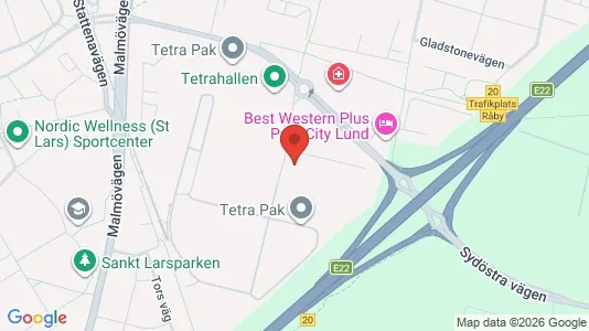 Lagerlokaler att hyra i Lund - kort over placeringen