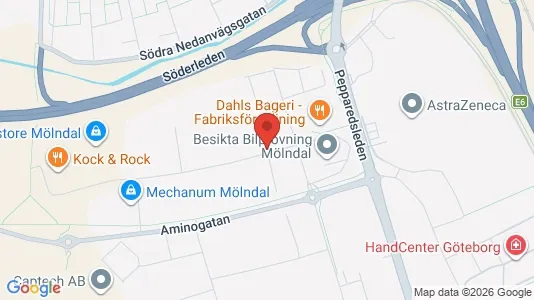 Lagerlokaler att hyra i Mölndal - kort over placeringen