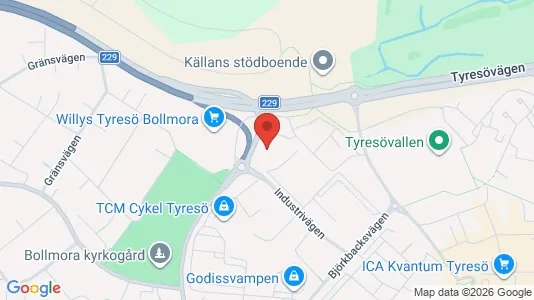 Lagerlokaler att hyra i Tyresö - kort over placeringen