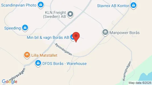 Lagerlokaler att hyra i Borås - kort over placeringen