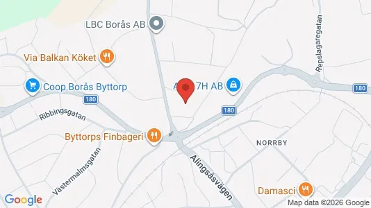 Industrilokaler att hyra i Borås - kort over placeringen