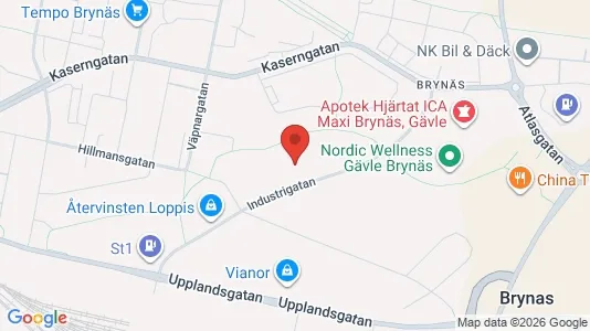 Lagerlokaler att hyra i Gävle - kort over placeringen
