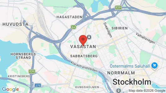 Lagerlokaler att hyra i Vasastan - kort over placeringen